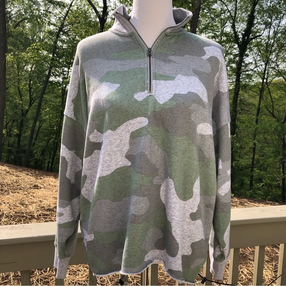 aerie Tops - Aerie Camo Print Quarter Zip Pullover